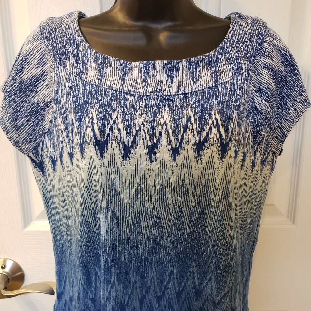Rafaella Ladies Blue short sleeve shirt Size Large